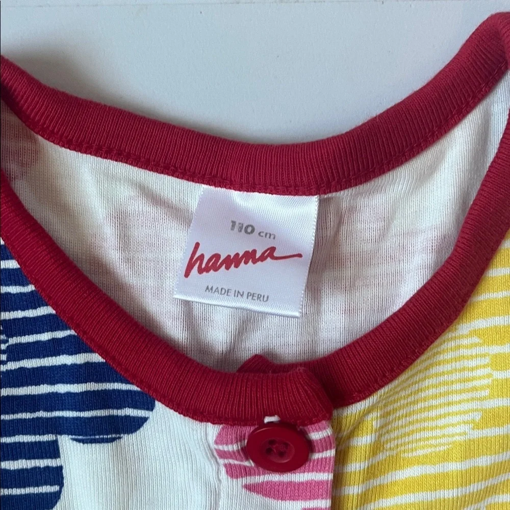 Hannah White Dress with Multicolor Floral Print (red, pink, green, blue, yellow)